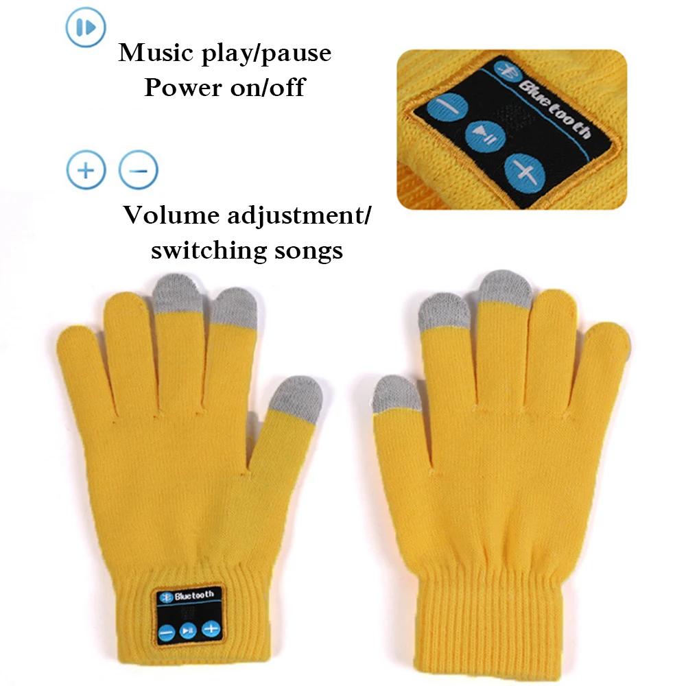 Smart Phone Touch Screen Gloves Winter Thicken Knit Bluetooth Gloves Warm Full Finger Glove Music Bluetooth-compatible Mittens