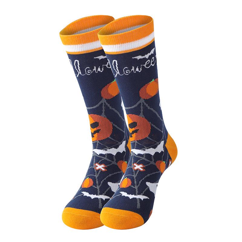 Halloween Pumpkin Mid-Calf Socks - Unisex Casual Cotton for European & American Festivities