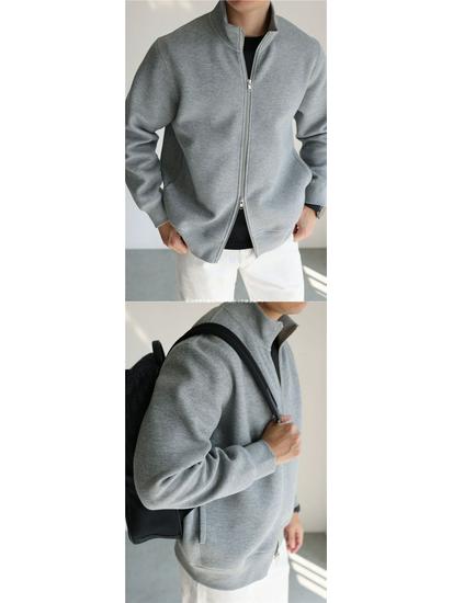 Herren Trendiges Sweatshirt mit Stehkragen und Reißverschluss im japanischen Stil: Knitterfest, Langärmelig, Lässige Business-Sportjacke für den Frühling