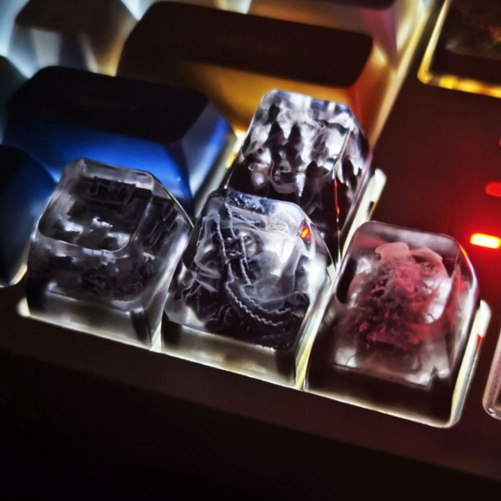 Natürliche Landschaft DIY Harz Tastenkappen Handgefertigt Fuji Schneeberg Transparenter Kreuzschaft Tastenkappe Für Mechanische Tastatur