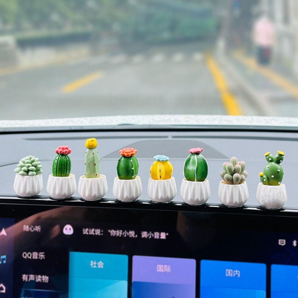Resin Cactus Car Ornament Mini Cute Dollhouse Miniature Succulent Potted Home Garden Decor Toy
