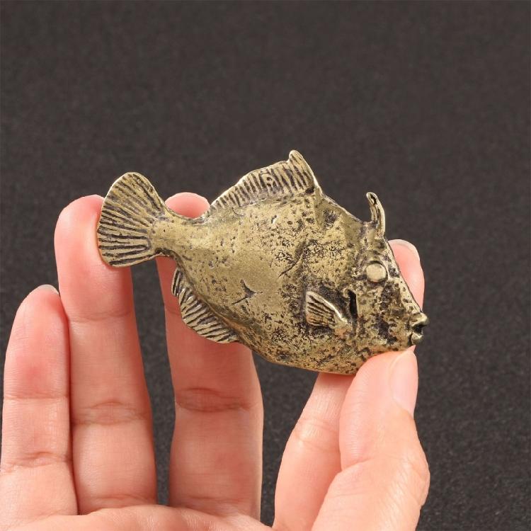 Metal Sturgeon Fish Miniature Figurine Antique Animal Sculpture Decorative Art Piece Ornament for Shelf Desk Gifting