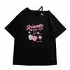 Women Kawaii Off Shoulder T-shirt Harajuku Sweet Girl White Tops Y2k Aesthetic Cute Graphic Tees Japanese Fashion Shirt