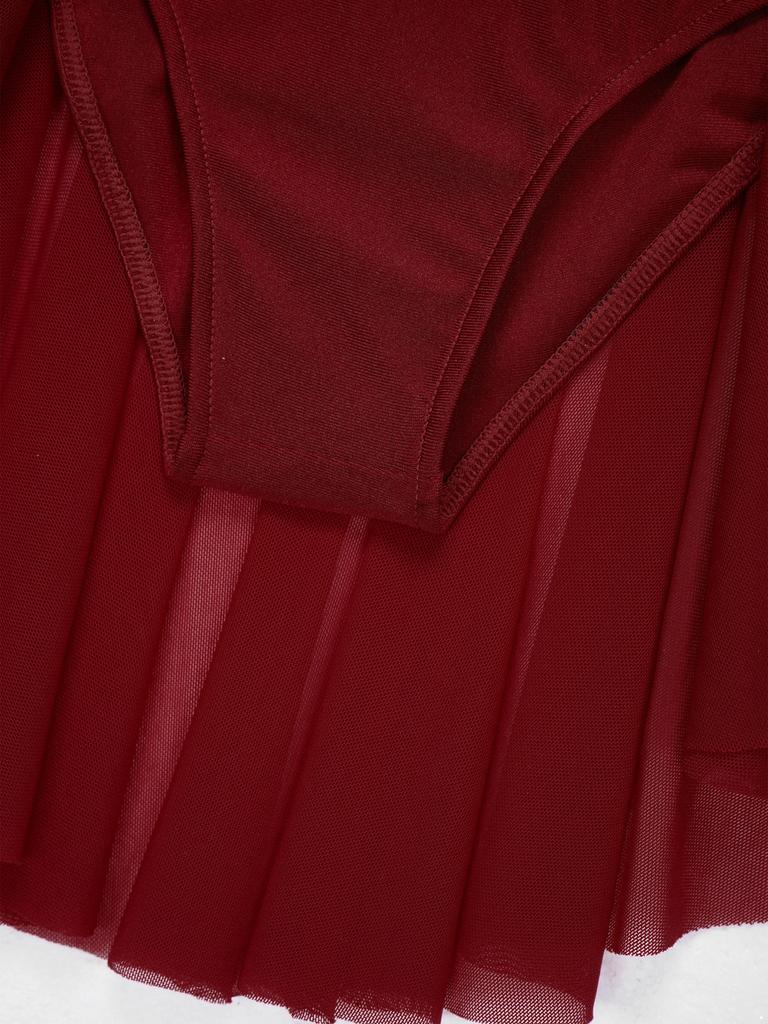 Dívčí bruslařské trikotové šaty Dětské šaty bez rukávů Patchwork Styl Nepravidelný lem Lyrické taneční šaty