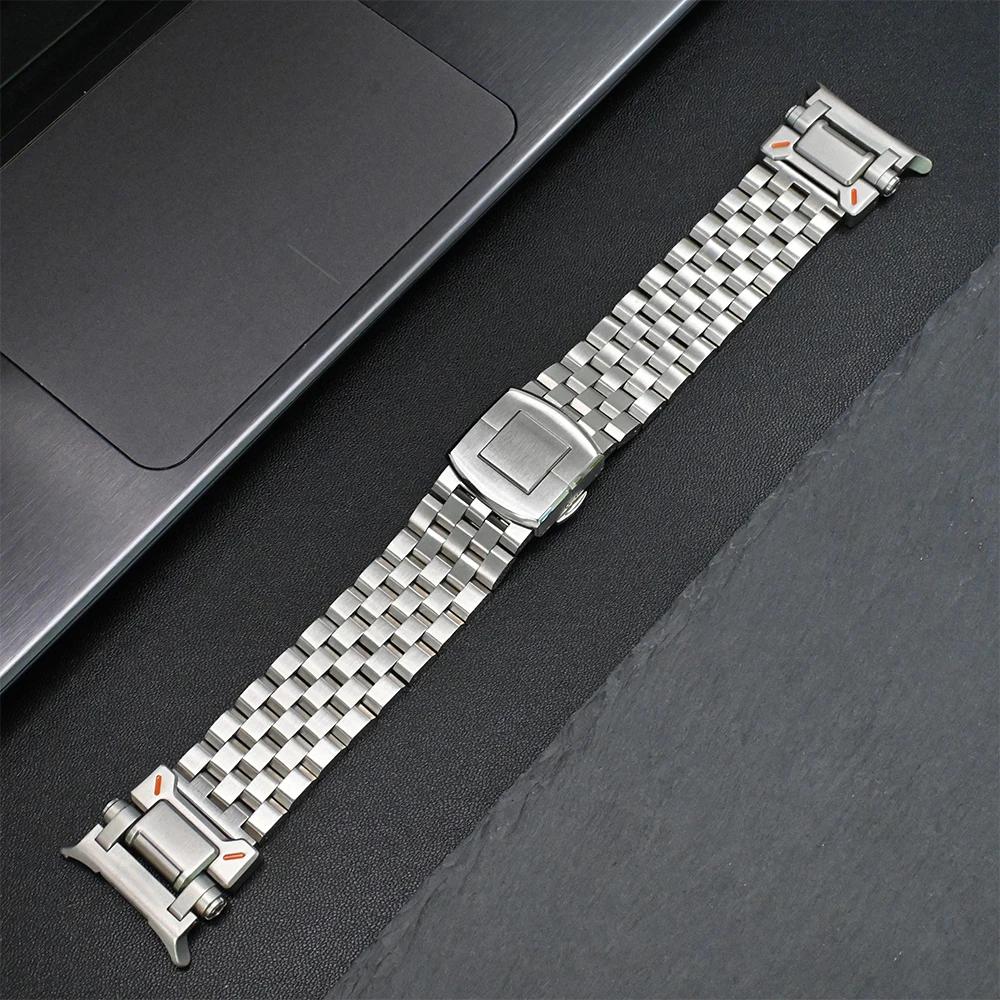 Men Stainless Steel Strap for Samsung Galaxy Watch Ultra 47mm Solid Metal Bracelet for Galaxy Ultra 47mm NO Gaps Curved End Band