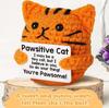Funny Crochet Positive Inspirational Emotional Support Cat Doll Home Room Decoration Handmade Knitted Cat Desktop Ornament Gift