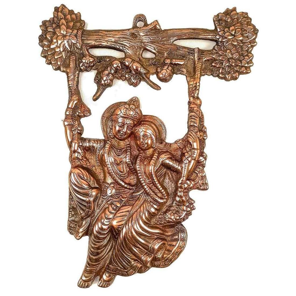 Radha Krishna Sitting On Jhula Wall Hanging - for Gift, Home, Living Room, Office, Puja Room Decor - 14 Inch