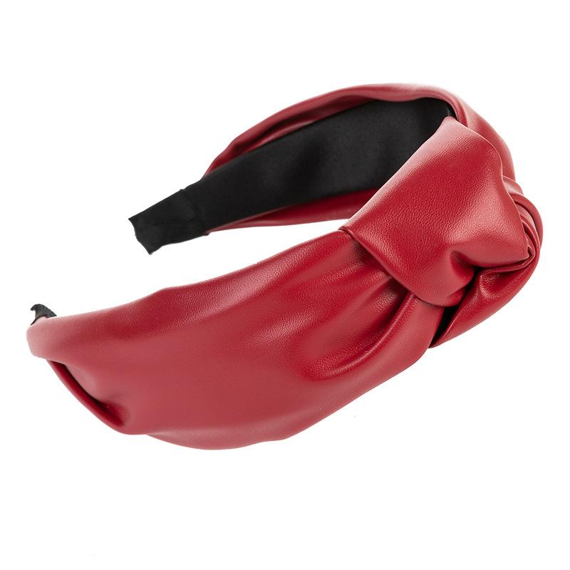 

Повязки на голову из искусственной кожи с перекрещенным узлом, повязки для волос из искусственной кожи с узлом сверху, аксессуары для волос для девочек и женщин