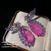 Nvnvthui Sotheby'S Glazed Egg Surface Gemstone Earrings Plated 18K Gold, Turquoise Flower Zircon Earrings