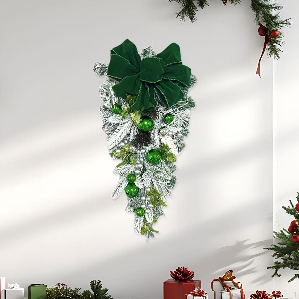Christmas Wreath Decorative Realistic Garland Front Door for Festival House Wall Window Xmas