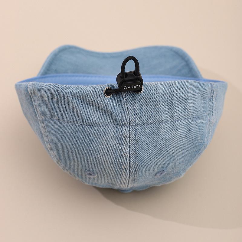Cappellino da Baseball in Denim con Ricamo di Lettere per Bambini Primavera 2026 - Unisex per Neonati, Casual, con Visiera Morbida, Cappello alla Moda