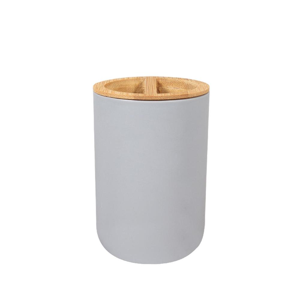 Bathroom Accessory Set: Toiletry Bottles, Toilet Brush, and Trash Can