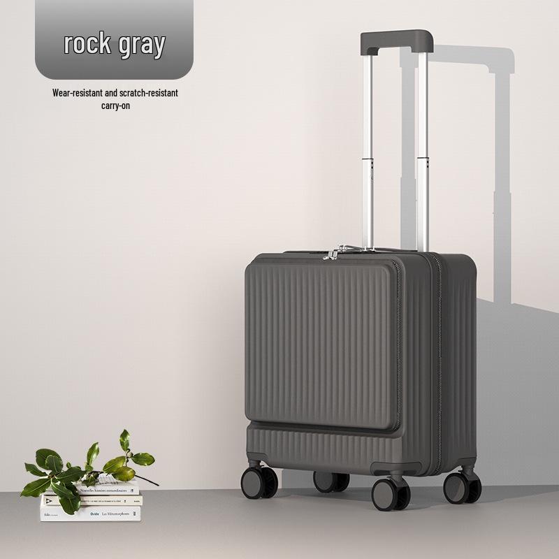 

18 Бесшумный алюминиевый каркас Кожаный чемодан для ручной клади с передним открыванием и кодовым замком для мужчин и женщин. 18-inch