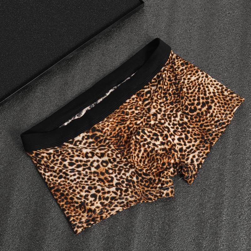 

Чоловічі сексуальні дихаючі U-подібні боксери з леопардовим принтом - модні та зручні шорти XL