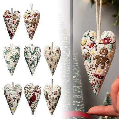 Festival Herz Weihnachten Stickerei-Set Geschenke mit Nadel und Faden Herz Kreuzstich-Set Materialpaket