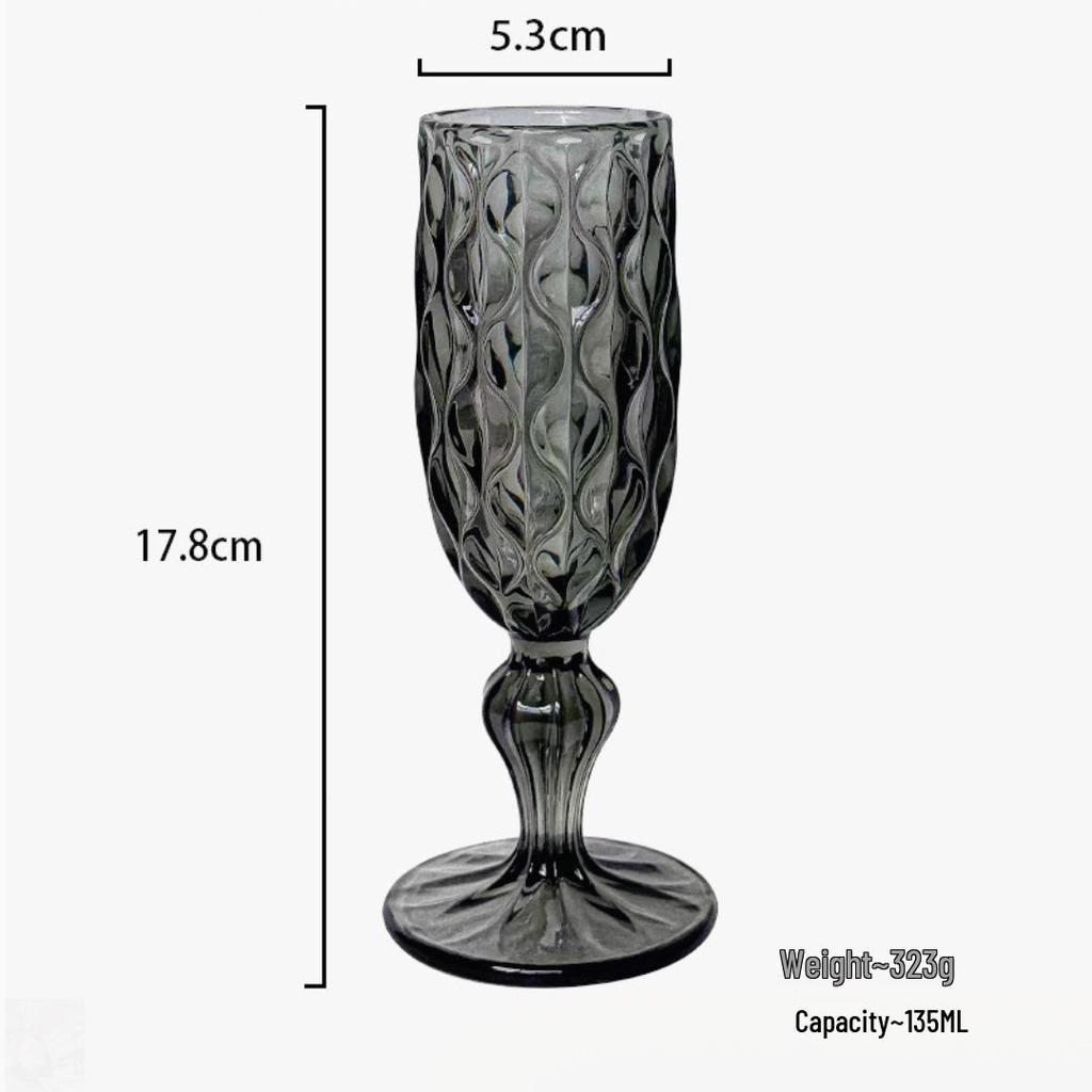Vintage Embossed Colored Glass Goblet – Luxury Thickened Bubble Wine Glass