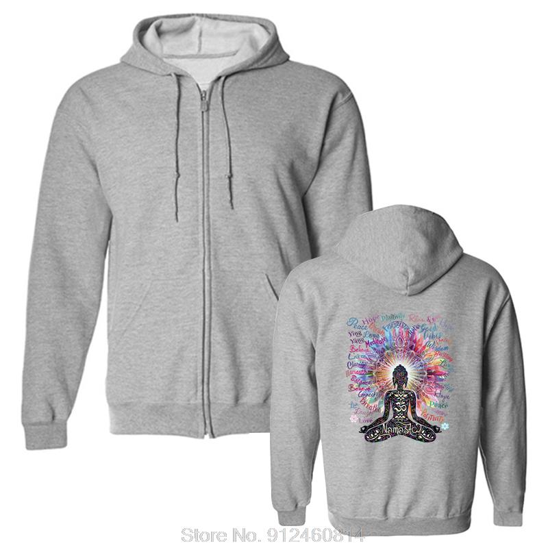 Kapuzenpullover Namaste Buddha Blumen Positive Zitate Farbexplosion Hoody Mode Baumwolle Slim Fit Sweatshirt Einfarbig Firma