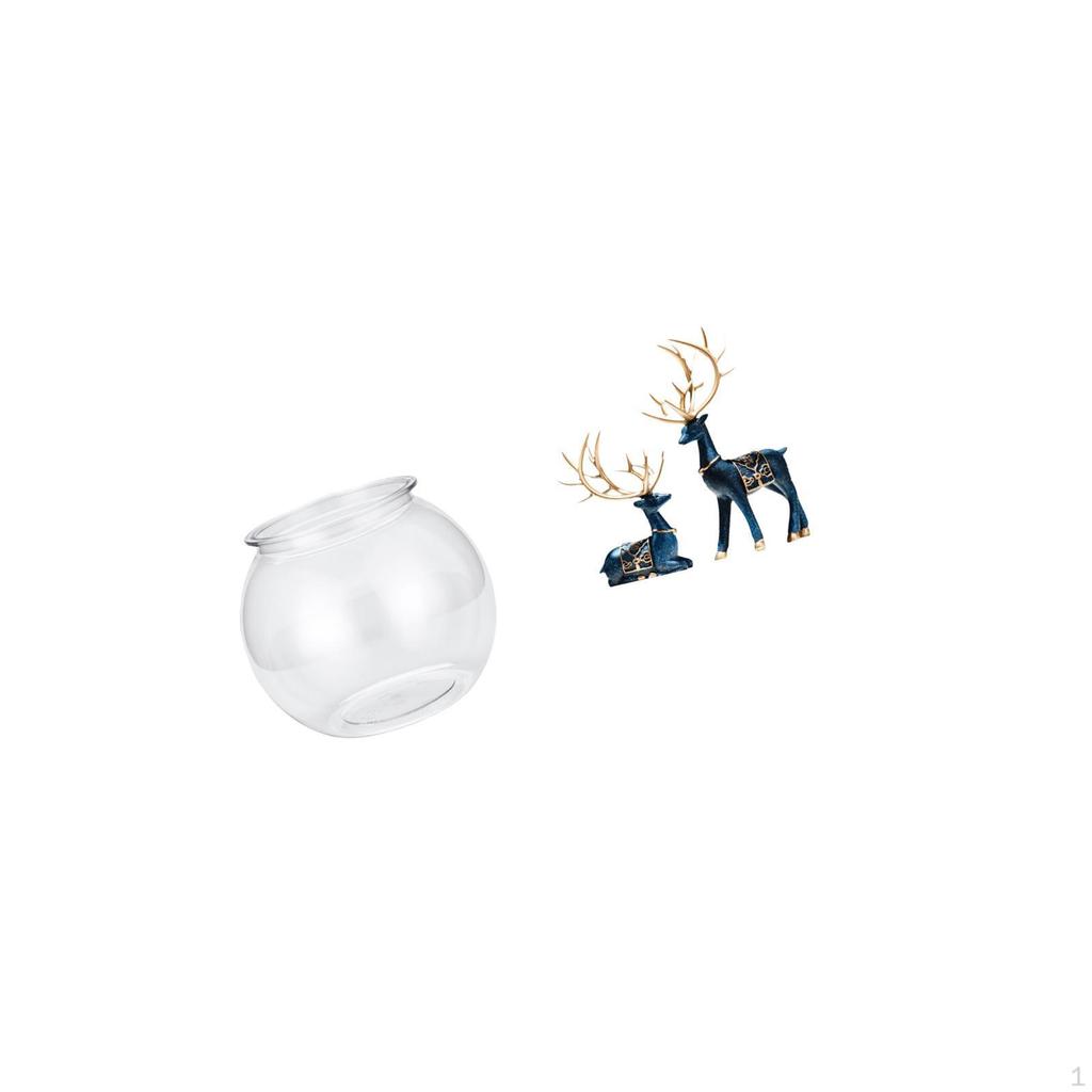 Transparent Small Fish Tank Ornament Aquarium Bowl Vase Table Home Decor Plants Reindeer Statue