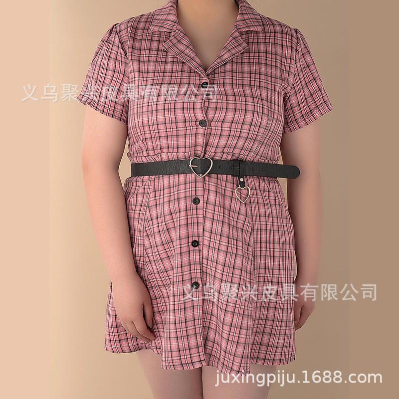 Womens Slim Leather Belt With Heart Pendant Decorative Waistband Casual Office Wear