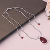 Exaggerated Red Teardrop Pendant Necklace for Women - 2025 Long Metal Sweater Chain.