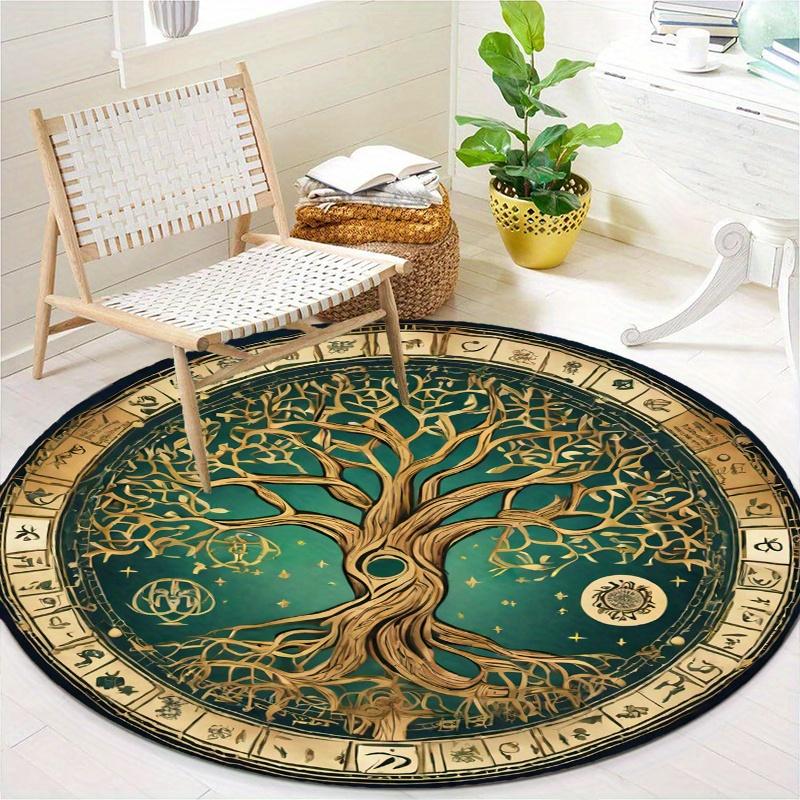 S Tree Of Life Round Rug Nonslip Area Rug Office Chair Mat Carpet For Living Room Bedroom Home Decor