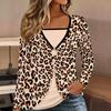 Tops for Women Leopard Print Long Sleeve Fake Two‑Piece Top Fall Casual Slim Pullover Women's Long Sleeve Top