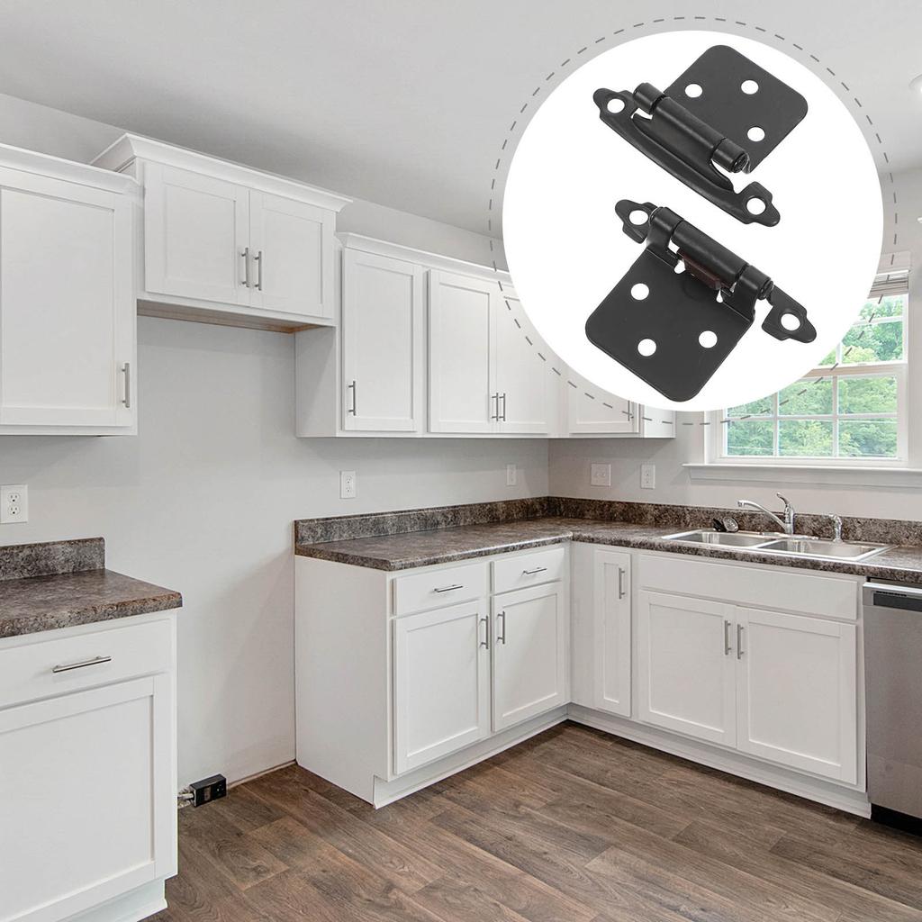 6 Pcs Cabinet Door Bumper Hinges Black Inset Matte for Cabinets Soft Close Kitchen Brushed Nickel