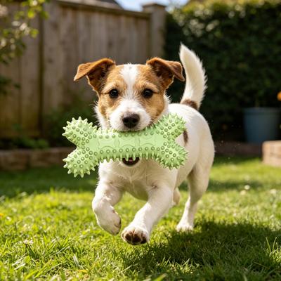 Dog Treat Dispenser Toy Spiky Bone Dog Chew Toy Dog Teeth Cleaning Toy for Puppies Teething Anxiety Relief