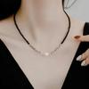 "Black Crystal Pearl Choker Necklace - Luxurious Clavicle Jewelry for Women"
