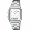 AQ-230A-7D Digital Analog Watch Metal Band Silver Dial Unisex