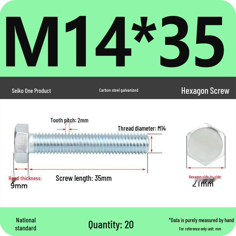 8.8 Grade Galvanized Hex Head Bolt, High-Strength M4-M30