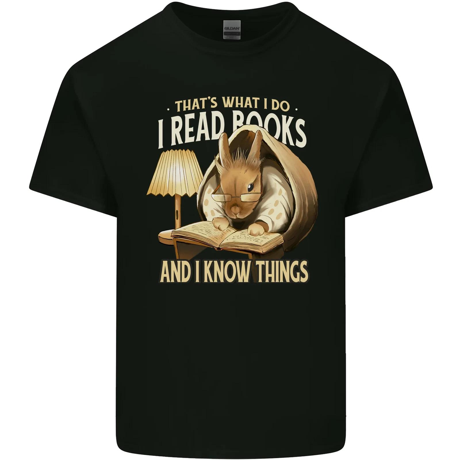 I Read Books & Know Things Bookworm Rabbit Kids T-Shirt Childrens 4XL