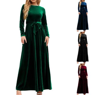 Damenmode, elegantes Temperament, Damenstil, langes Kleid, Kanarienvogel, einfarbig, Senior Sense-Kleid