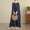 Spring Floral Print Vintage Maxi Dress Long Sleeve Loose Oversize Casual Basic Long Dress for Women Plus Size