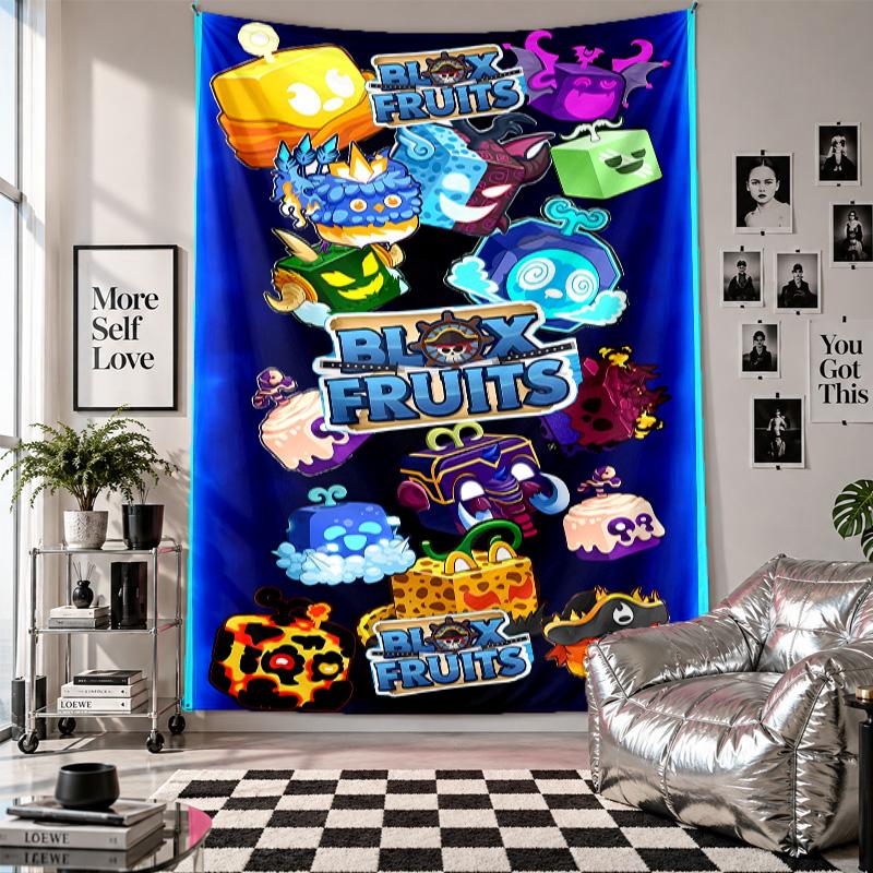 Wall TapestryBlox Fruits Art Hanging Cloth Decorative Background Cover for Room Decoration
