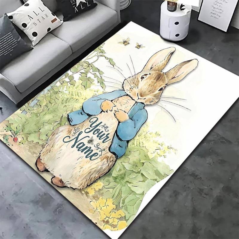 Peter Rabbit Adventure Custom Name Carpet Rug For Living Room Bedroom Home Sofa Decoration Kids Play Nonslip Floor Mat