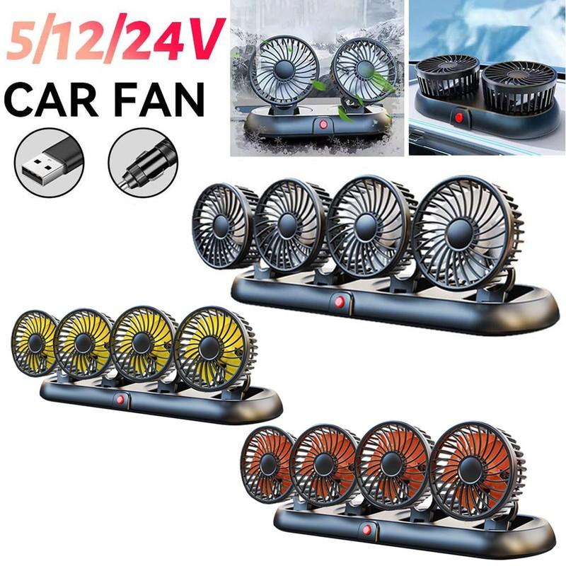 Car Fan 360° Adjustable 4 Head Air Fan Automotive Electric Fan Usb/12v/24v Fan 3 Speeds Car Silent Fan For Home Desk Office&Car