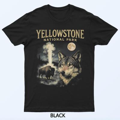 90er Yellowstone Nationalpark Wolf und Bison Vintage T-Shirt