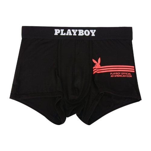 

[Playboy] Мужские плавки в полоску с кроликом из вискозы, черные, 1 шт. 2106-BK [Отправка из Кореи] 100% Оригинал 95