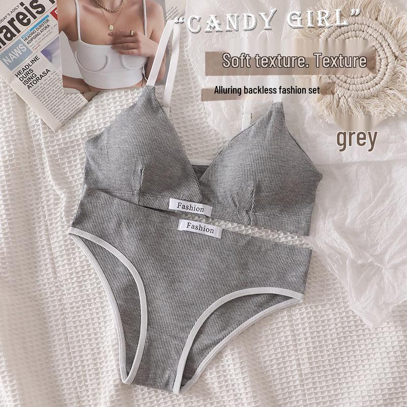 Sporty Women's Letter Print Embroidery Lingerie Set with Built-in Pads and Beautiful Back Design.