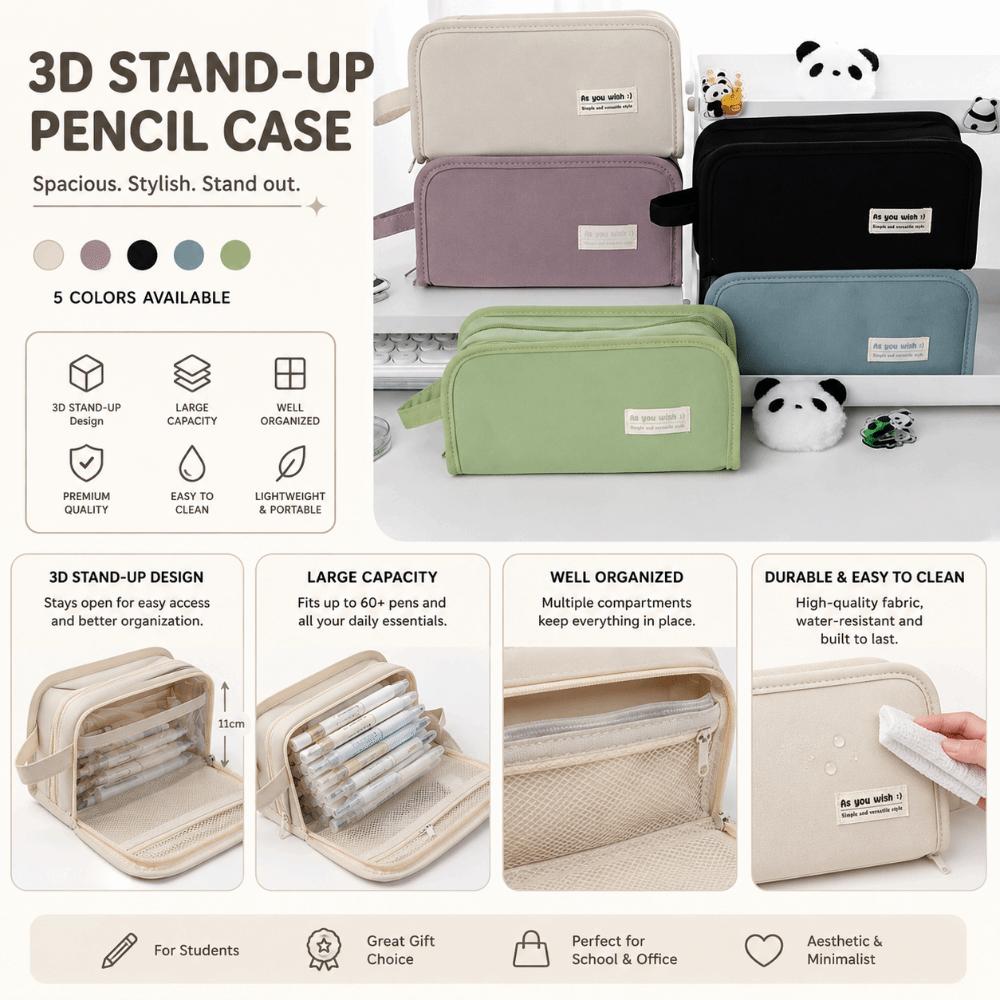Large Capacity Pencil Case Solid Color Cosmetic Bag Durable Pen Bag Organizer  Boys Girls