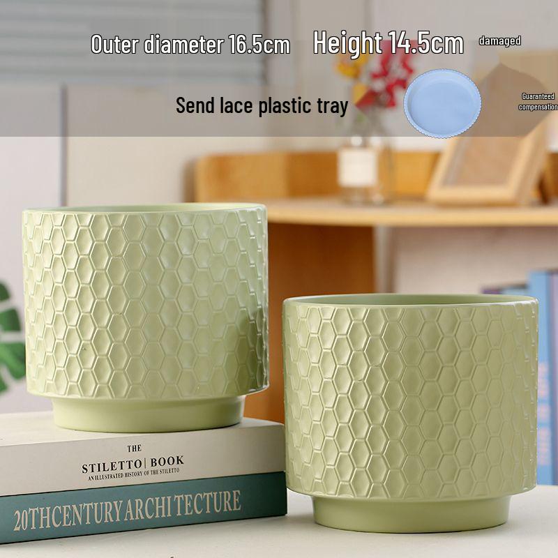 Nordic Style White Ceramic Succulent Pot with Four Compartments