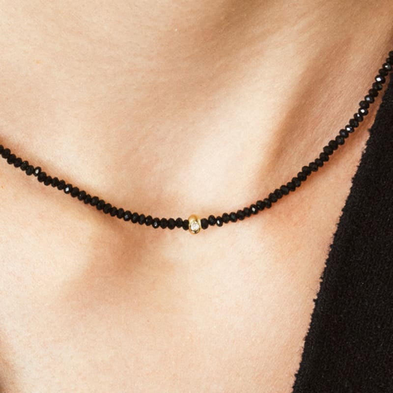 LUNNE 14k Diamond Pebble Natural Spinel Necklace (14k Gold) #LFN17