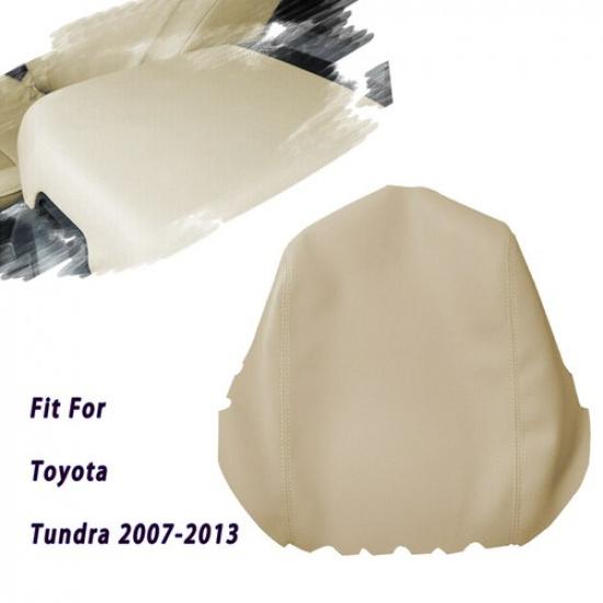 For Toyota Tundra 2007-2013 Center Console Lid Leather Armrest Pad Cover Beige