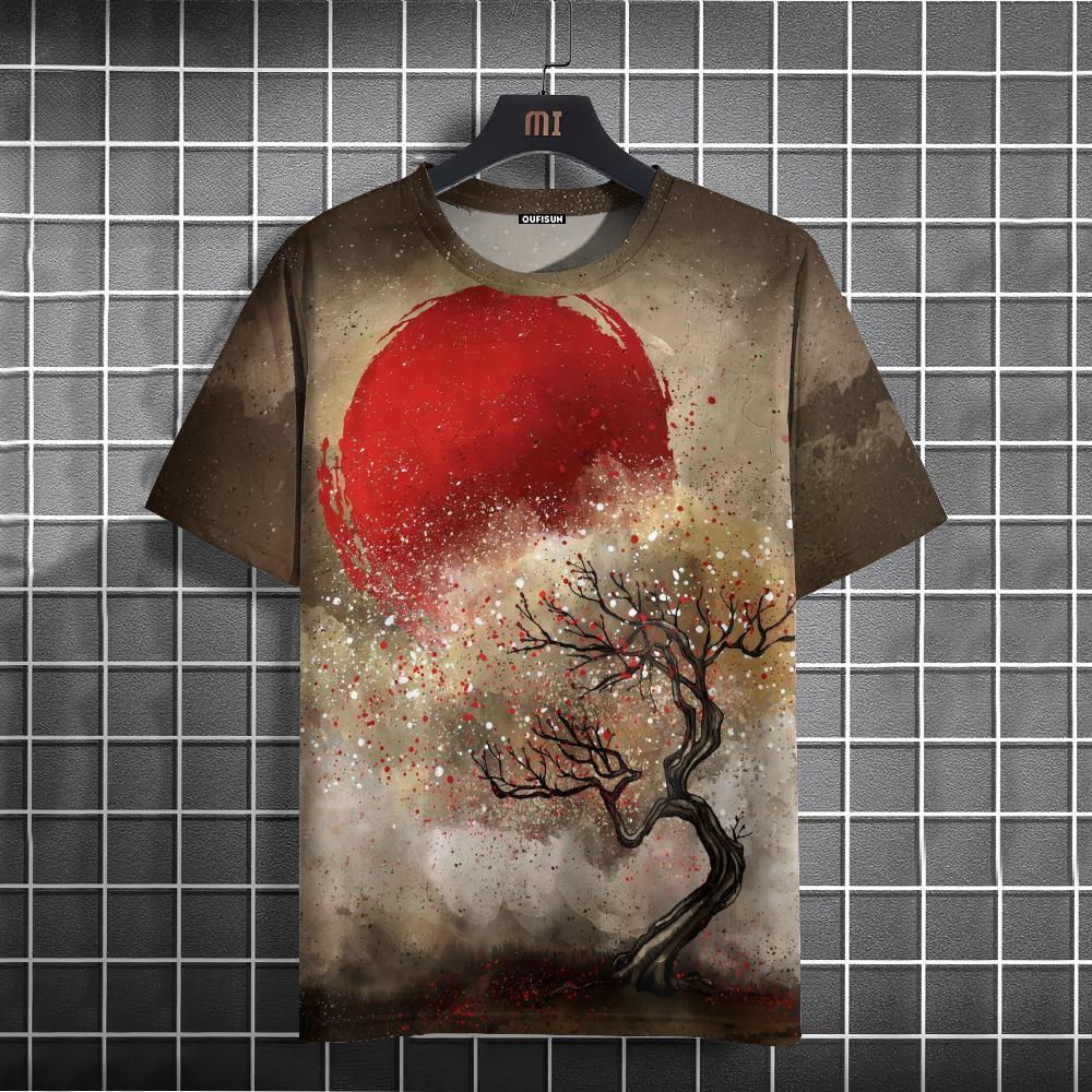 Ανδρικό μπλουζάκι με μοτίβο πολεμιστή ανδρικό μπλουζάκι ιαπωνικού στυλ Casual φαρδιά μπλουζάκια με κοντό μανίκι Υπερμεγέθη ανδρικά μπλουζάκια καλοκαιρινά