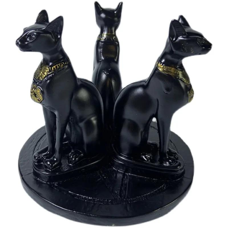 Adorno de base de bola de cristal de resina con forma de gato mago, estante tipo bola, adorno creativo para oficina, hogar, decoración de escritorio