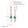 Square Green Natural Zircon Long Drop Earrings For Women Fashion  Rose Gold Accessories Wedding Party Daily Jewelry