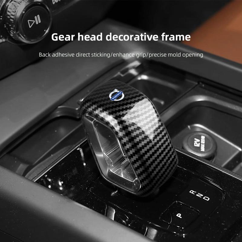 Carbon Fiber Car Gear Head Knob Shift Cover Trim Decoration For Volvo XC90 V90 V60 XC60 V40 EC40 EX40 S80 S60 S90 C40 XC40 V70 X