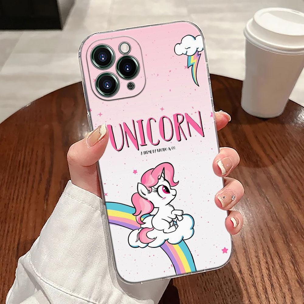 Süßes Regenbogen-Einhorn Transparente Hülle Für Apple iPhone 17 16 15 14 13 12 11 Pro Max 16 Plus 16E 17Air 17Pro Handyhülle Silikon