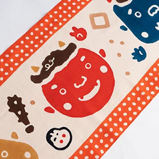 Kamawanu Tenugui Drei Baby-Oni Made in 33cm x Prime Frühlingsmuster Drei Baby-Oni Chū-sen (Tenugui) - Brüder, Japan, Größe 90cm, 100% Baumwolle,